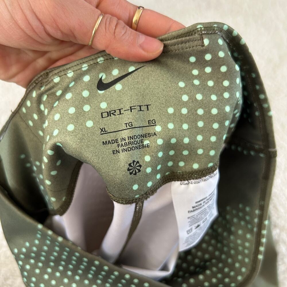 Nike Dri Fit HR Women's Polka Dot Skinny Capri Legging XL Green Athleisure Yoga - Picture 7 of 7